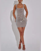 Willluxe® Sparkly Mesh Backless Bodycon Mini Dress