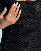 Willluxe® Sparkly Mesh Backless Bodycon Mini Dress