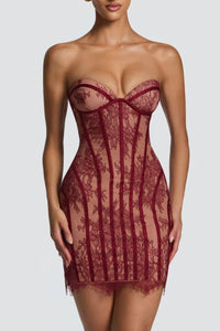 Willluxe® Lace Strapless Bodycon Mini Dress