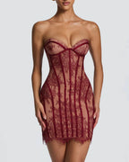 Willluxe® Lace Strapless Bodycon Mini Dress