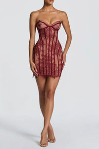 Willluxe® Lace Strapless Bodycon Mini Dress