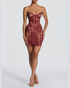 Willluxe® Lace Strapless Bodycon Mini Dress