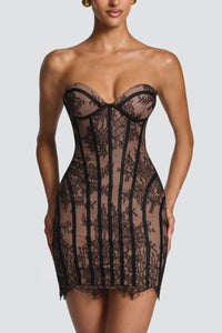 Willluxe® Lace Strapless Bodycon Mini Dress