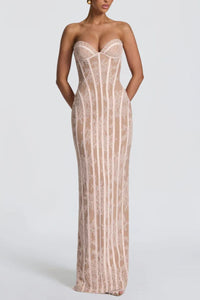 Willluxe® Lace Strapless Bodycon Maxi Dress