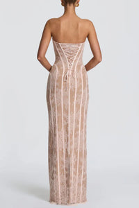 Willluxe® Lace Strapless Bodycon Maxi Dress