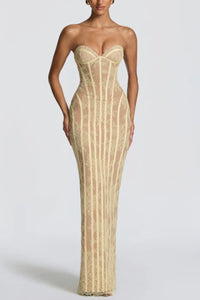 Willluxe® Lace Strapless Bodycon Maxi Dress