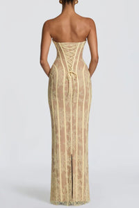 Willluxe® Lace Strapless Bodycon Maxi Dress