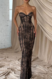 Willluxe® Lace Strapless Bodycon Maxi Dress