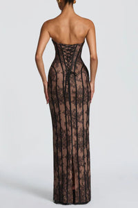 Willluxe® Lace Strapless Bodycon Maxi Dress