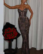 Willluxe® Lace Strapless Bodycon Maxi Dress