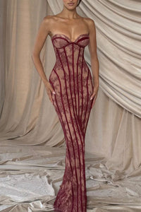 Willluxe® Lace Strapless Bodycon Maxi Dress