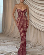 Willluxe® Lace Strapless Bodycon Maxi Dress