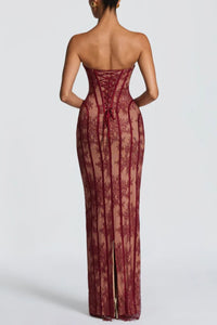 Willluxe® Lace Strapless Bodycon Maxi Dress
