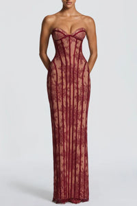 Willluxe® Lace Strapless Bodycon Maxi Dress
