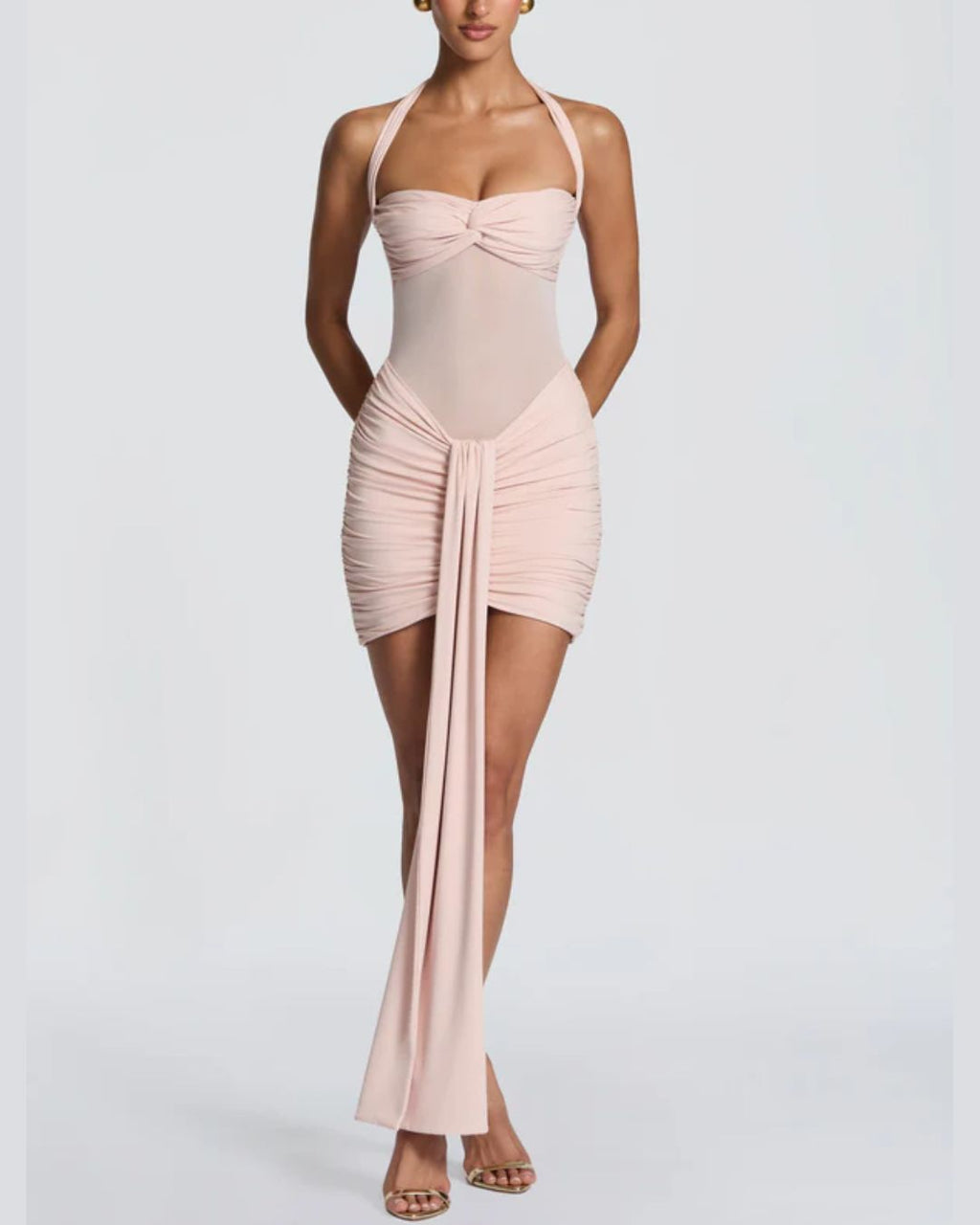 Willluxe® Halter Mesh Bodycon Mini Dress
