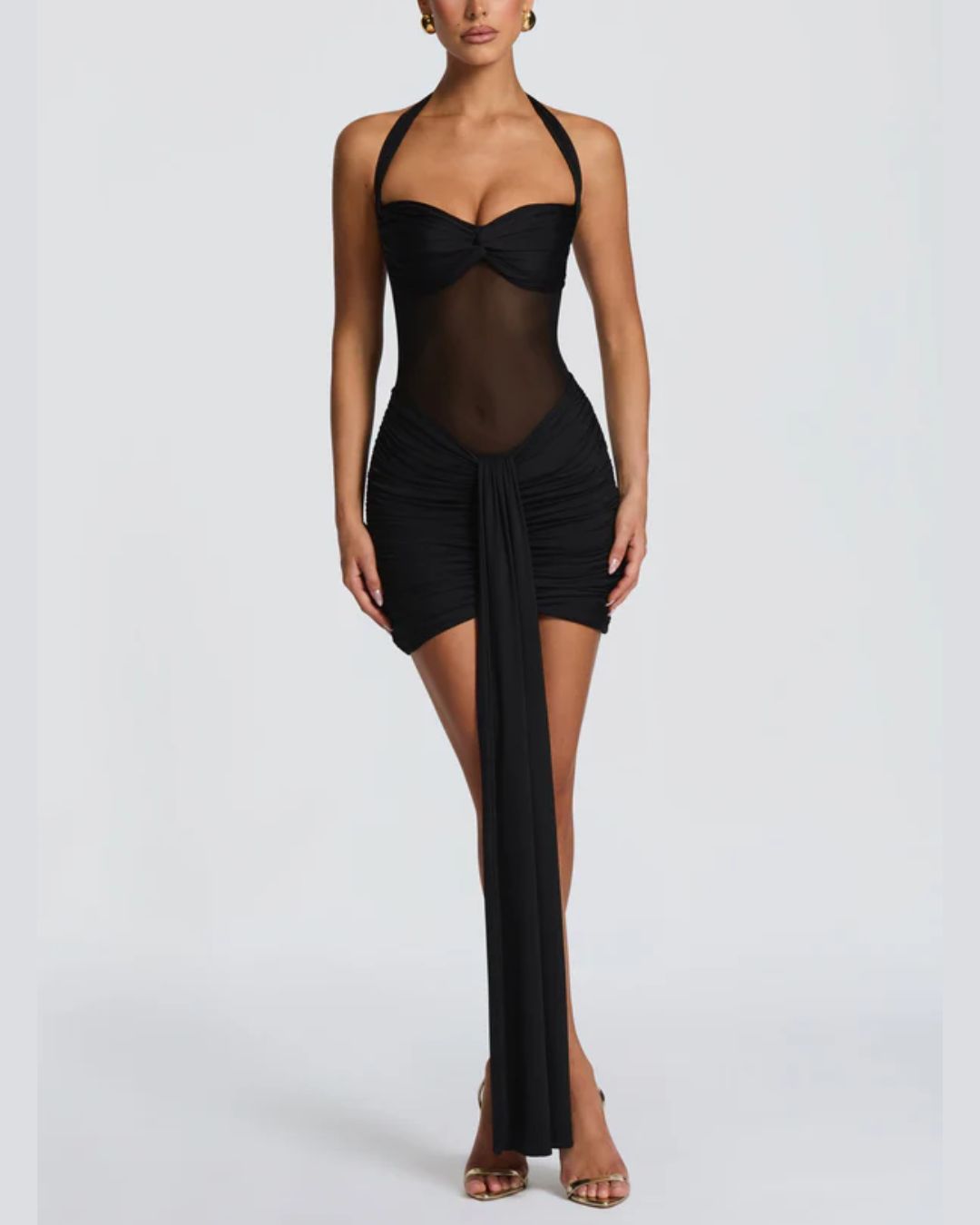 Willluxe® Halter Mesh Bodycon Mini Dress