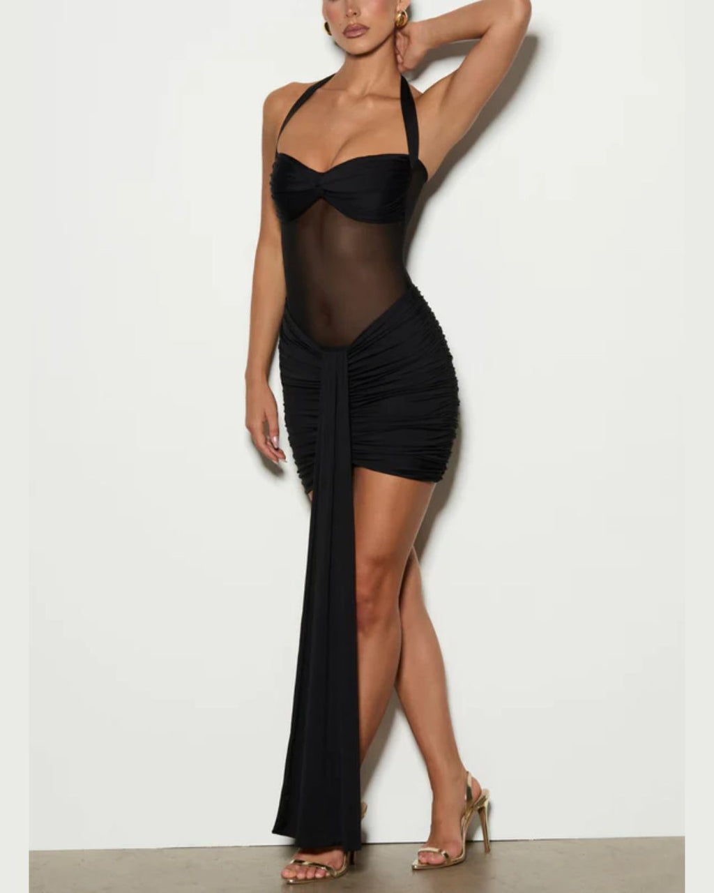 Willluxe® Halter Mesh Bodycon Mini Dress