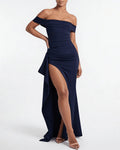 Willluxe® Elegant Off-Shoulder Ruched High-Slit Maxi Evening Dress