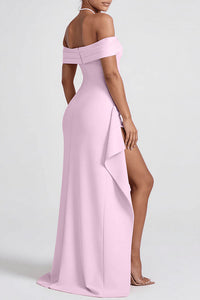 Willluxe® Elegant Off-Shoulder Ruched High-Slit Maxi Evening Dress