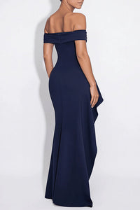 Willluxe® Elegant Off-Shoulder Ruched High-Slit Maxi Evening Dress