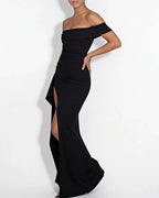 Willluxe® Elegant Off-Shoulder Ruched High-Slit Maxi Evening Dress