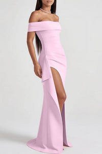 Willluxe® Elegant Off-Shoulder Ruched High-Slit Maxi Evening Dress