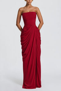 Willluxe® Strapless Ruched High Slit Corset Maxi Dress