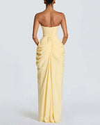 Willluxe® Strapless Ruched High Slit Corset Maxi Dress