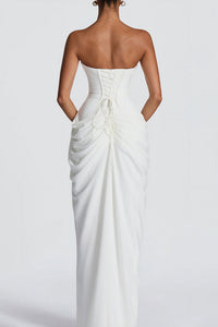 Willluxe® Strapless Ruched High Slit Corset Maxi Dress