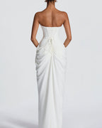 Willluxe® Strapless Ruched High Slit Corset Maxi Dress