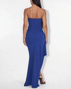 Willluxe® Elegant Strapless Ruched High Slit Maxi Evening Gown