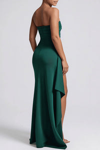 Willluxe® Elegant Strapless Ruched High Slit Maxi Evening Gown
