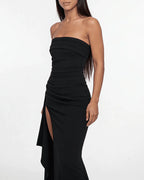 Willluxe® Elegant Strapless Ruched High Slit Maxi Evening Gown