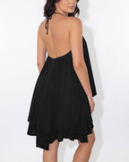 Willluxe® Halter Neck Tiered Mesh Mini Dress