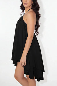 Willluxe® Halter Neck Tiered Mesh Mini Dress