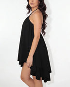 Willluxe® Halter Neck Tiered Mesh Mini Dress