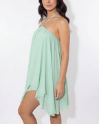 Willluxe® Halter Neck Tiered Mesh Mini Dress