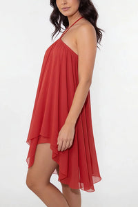 Willluxe® Halter Neck Tiered Mesh Mini Dress