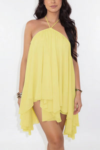 Willluxe® Halter Neck Tiered Mesh Mini Dress