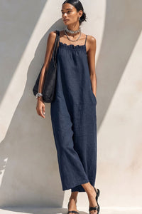 Willluxe® Minimalist Ruffle Neck Cami Maxi Dress