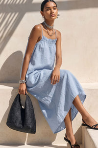 Willluxe® Minimalist Ruffle Neck Cami Maxi Dress
