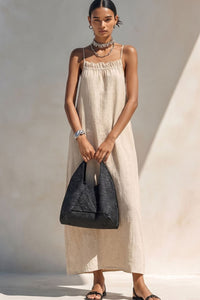 Willluxe® Minimalist Ruffle Neck Cami Maxi Dress