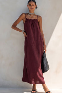 Willluxe® Minimalist Ruffle Neck Cami Maxi Dress