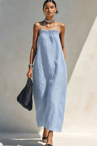 Willluxe® Minimalist Ruffle Neck Cami Maxi Dress