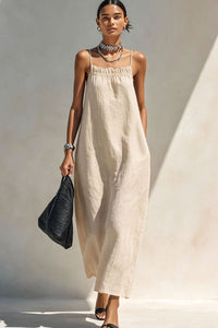 Willluxe® Minimalist Ruffle Neck Cami Maxi Dress