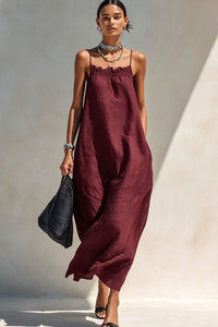 Willluxe® Minimalist Ruffle Neck Cami Maxi Dress