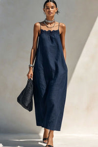 Willluxe® Minimalist Ruffle Neck Cami Maxi Dress