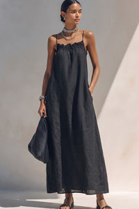 Willluxe® Minimalist Ruffle Neck Cami Maxi Dress