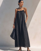 Willluxe® Minimalist Ruffle Neck Cami Maxi Dress