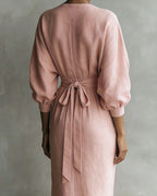 Willluxe® Elegant Deep V-Neck Draped Wrap Maxi Dress With Waist Tie